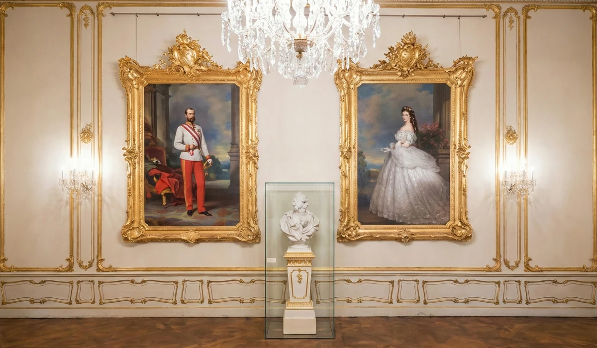 Two large portraits of Emperor Franz Joseph I and Empress Elisabeth