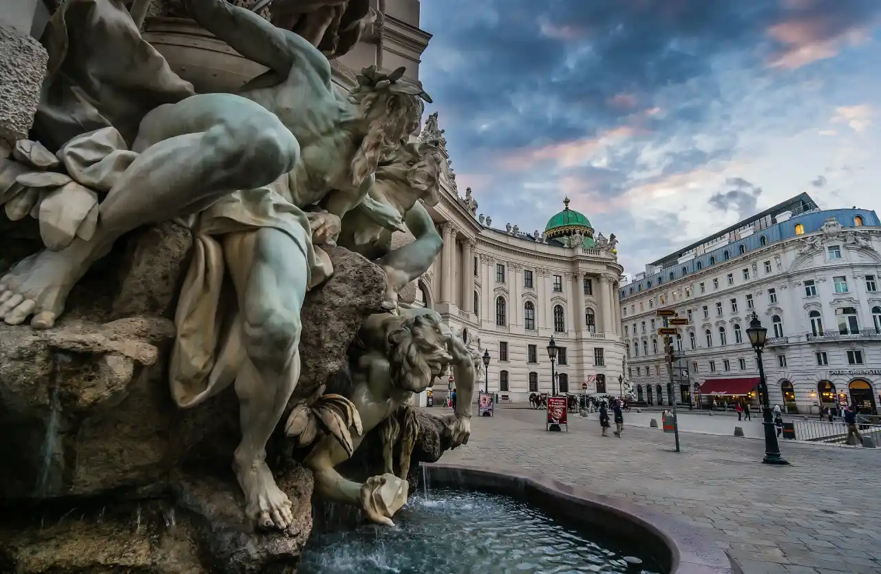 Statue of Neptune at the entrance to Michaelerplatz